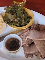 Brisket Platter with Macaroni and Cheese and Collard Greens